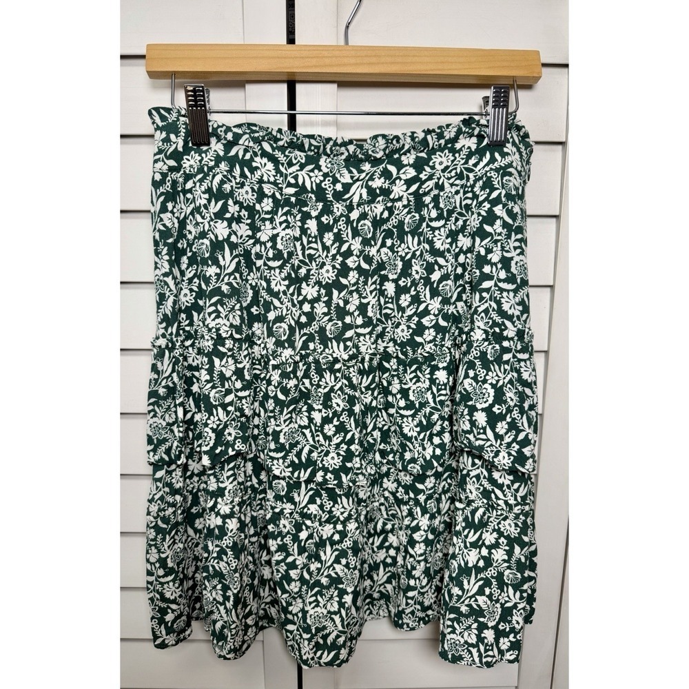 Boden Floral Boho Tiered Ruffle Skirt Women's Size 4 Green & White